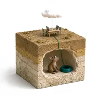 A cotton-wool cloud connected by one cable to a small desk